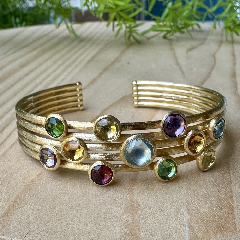 Marco Bicego Jaipur Cuff Bracelet Size 6 Gems Yellow Gold‎ 750 18k Signed 21.7g
